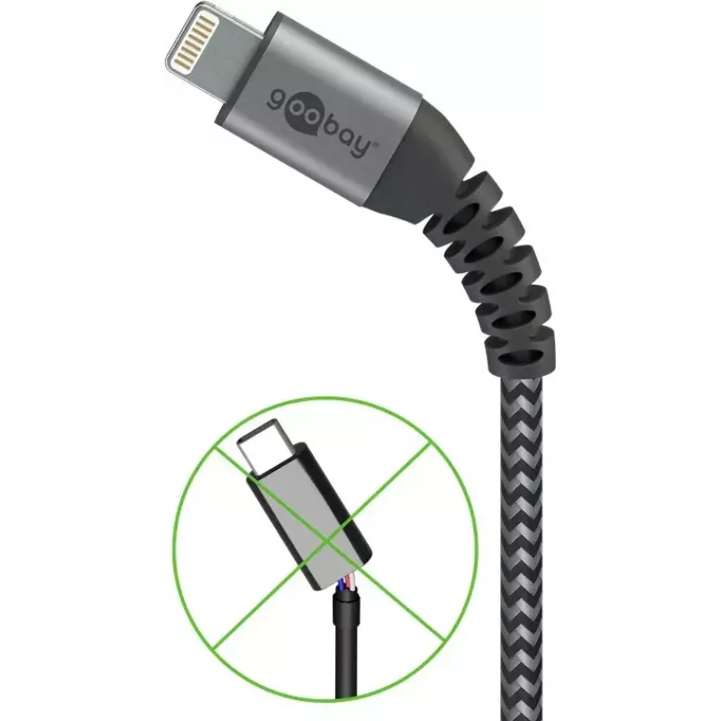 Lightning-kaapeli Wentronic 49267 0,5 m musta-harmaa
