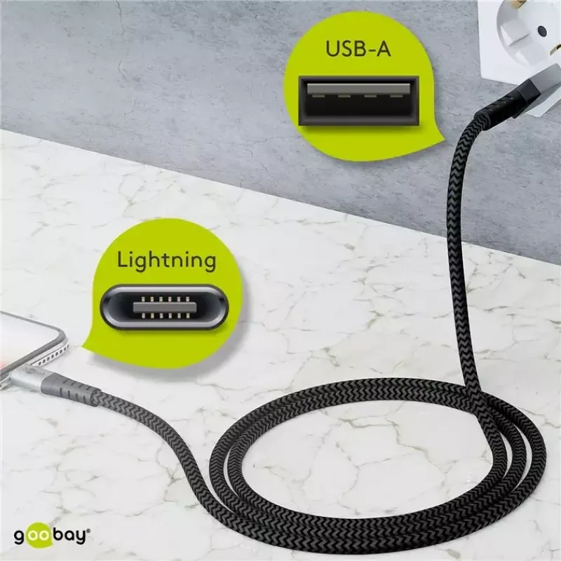 Lightning-kaapeli Wentronic 49267 0,5 m musta-harmaa