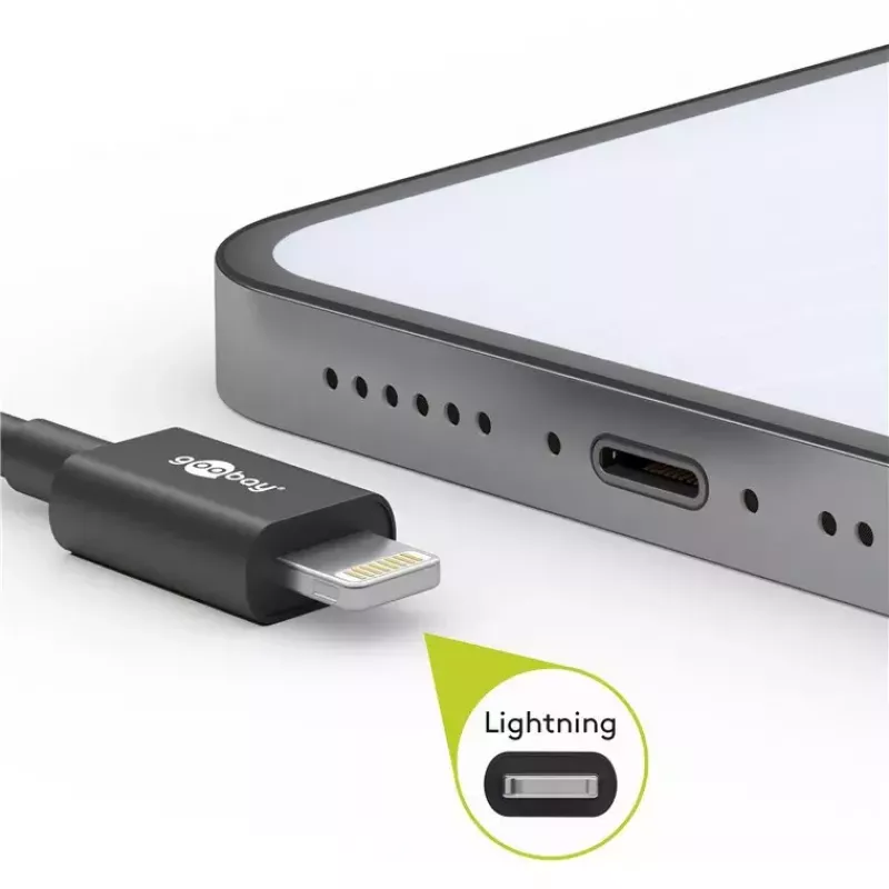 Goobay Lightning USB lataus- ja synkronointikaapeli 1 m Lightning USB A CE MFi