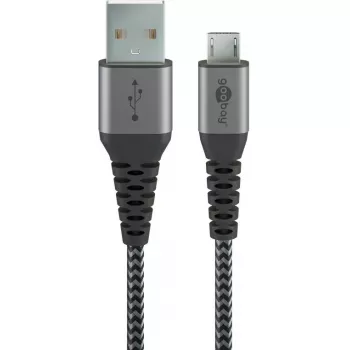 USB-kaapeli Wentronic 49282 USB 2.0 1 m Micro-USB B USB A musta harmaa