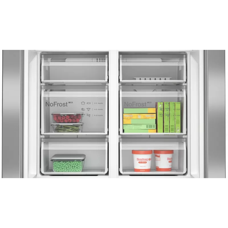Bosch Serie 4 KFN96APEA jääkaappipakastin Side-by-Side, French Door, vapaasti seisova, 605 l (405 l + 200 l), Home Connect, energialuokka E, ruostumaton teräs