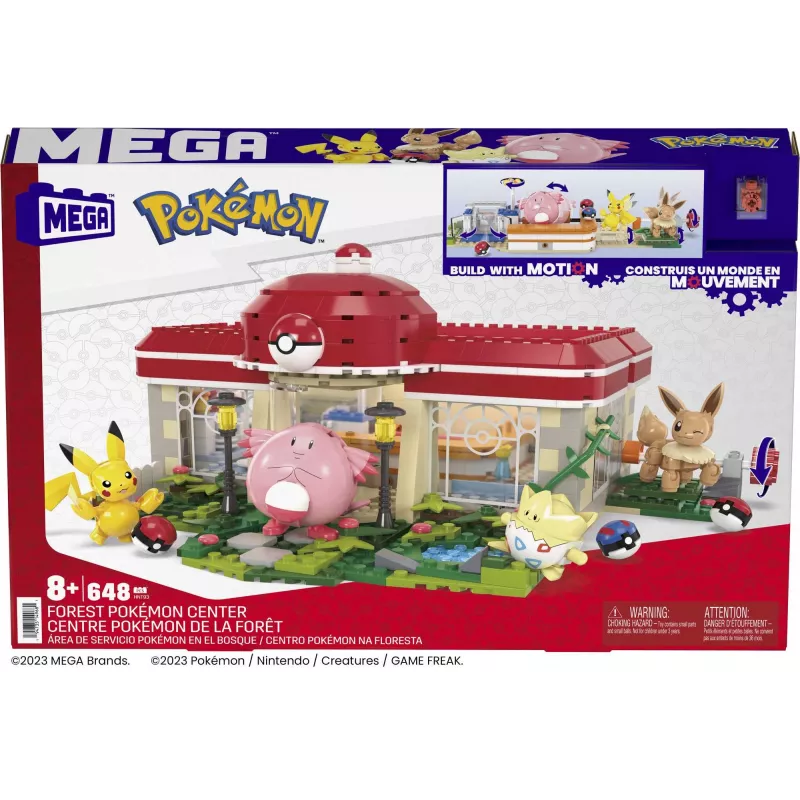 MEGA Pokémon rakennussarja, metsäkeskus (648 osaa) ja 4 toimintahahmoa