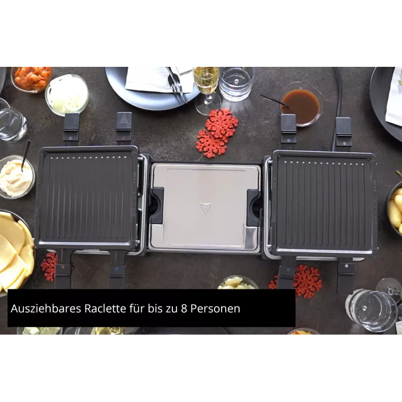 Unold 48755 raclette-grilli 8 henkilölle 1300 W musta