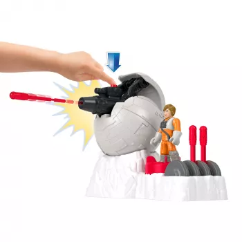 Fisher-Price Imaginext STAR WARS kapinallistukikohta-tykki lelu, jossa Luke Skywalker -painovalettu hahmohahmo, 5 osaa