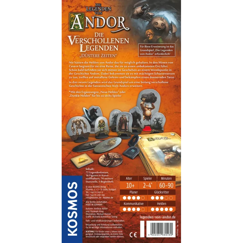 Kosmos 680480 Die Legenden von Andor - Düstere Zeiten lautapeli, 2-4 pelaajaa, 10+