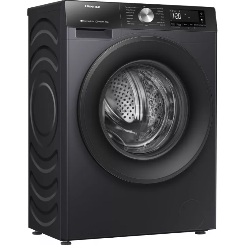 Hisense WF3S8043BB3 pyykinpesukone edestä täytettävä 8 kg 1400 kierr./min musta