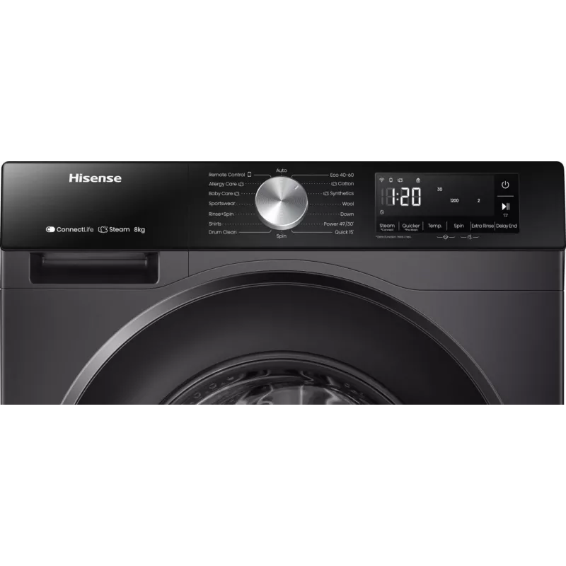 Hisense WF3S8043BB3 pyykinpesukone edestä täytettävä 8 kg 1400 kierr./min musta