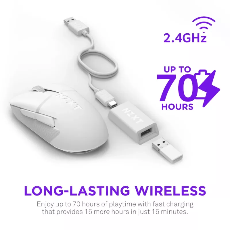 NZXT Lift Elite Wireless pelihiiri valkoinen