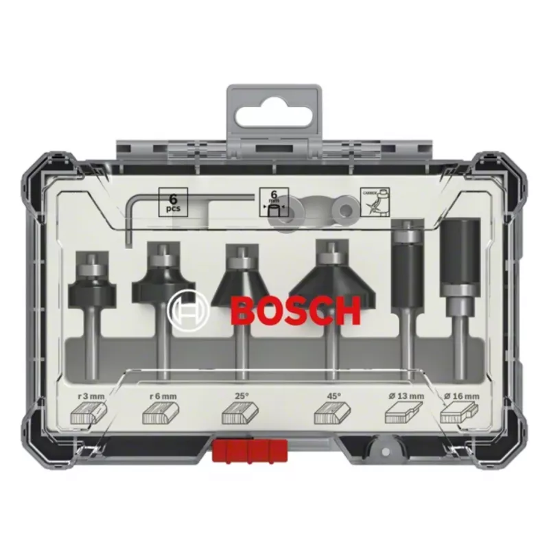Bosch jyrsinteräsarja, 6 kpl, 6 mm varsi