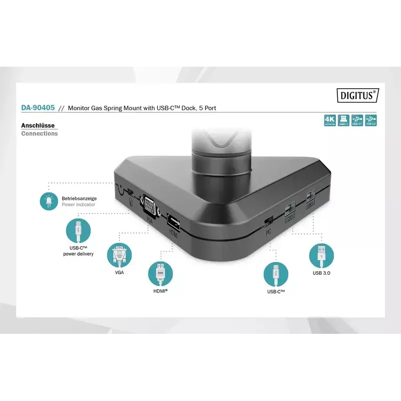 Digitus DA-90405 näyttöteline telakointiasemalla