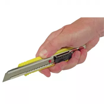 STANLEY FATMAX 0-10-421 katkaisuteräveitsi, 18 mm, painevalettu metallikotelo, liukulukitus, ruostumaton teräohjain, vyöklipsi, keltainen