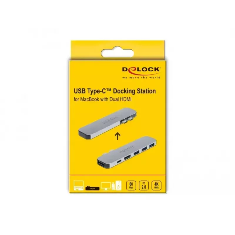 Telakointiasema DeLOCK telakointiasema MacBookille Dual HDMI 4K PD-keskitin