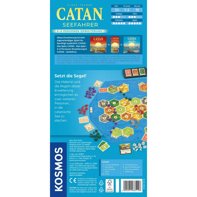 Kosmos 685126 CATAN - Seefahrer 5-6 pelaajan lautapelin laajennus, 5–6 pelaajaa, 120 min, ikäraja 10+