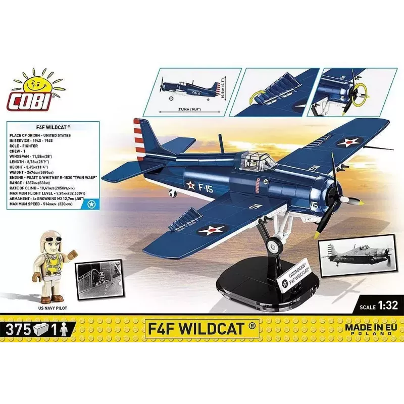 Rakennuspalikat COBI F4F Wildcat Northrop Grumman 375 osaa
