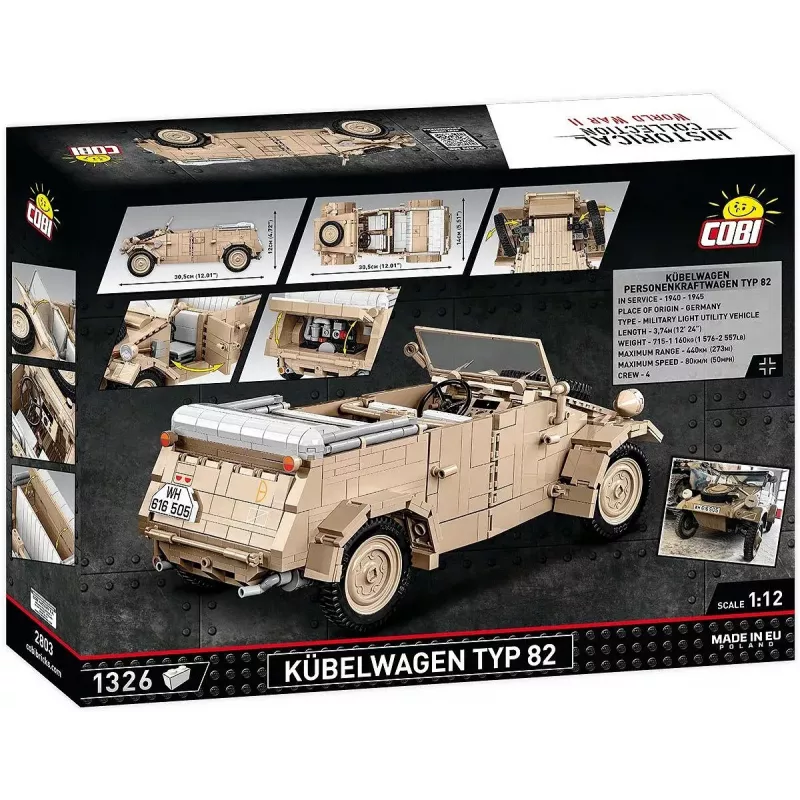 Cobi COBI-2803 Kübelwagen Typ 82 rakennussarja, 1326 kpl, Historical Collection -sarja, muovi, 10+