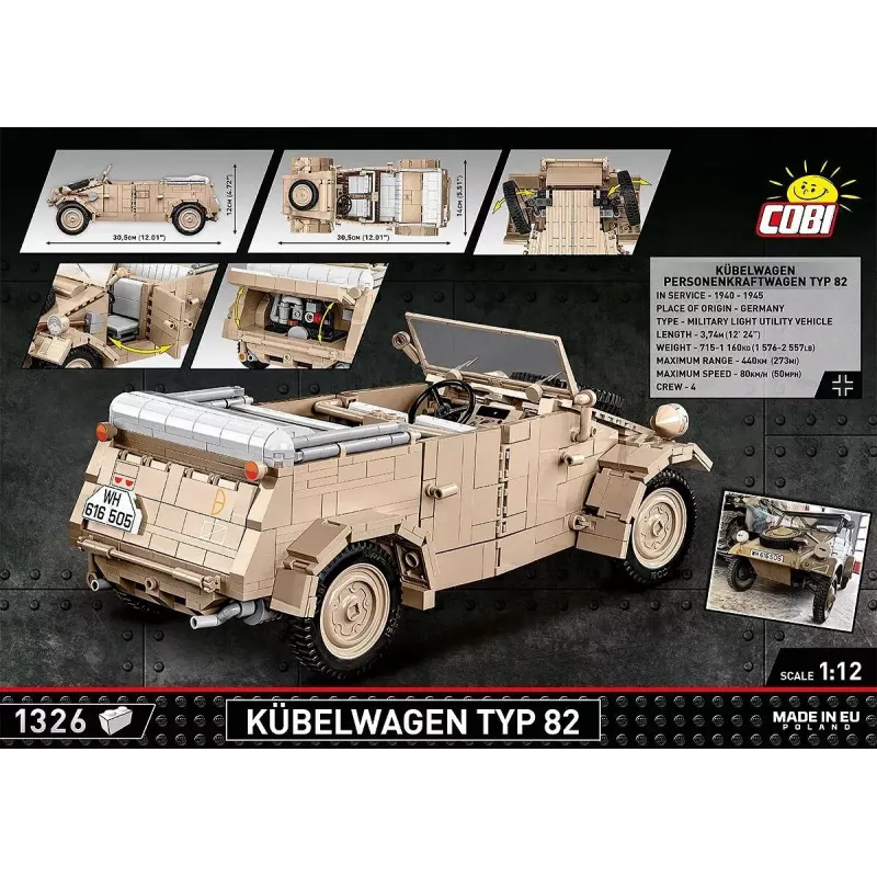 Cobi COBI-2803 Kübelwagen Typ 82 rakennussarja, 1326 kpl, Historical Collection -sarja, muovi, 10+