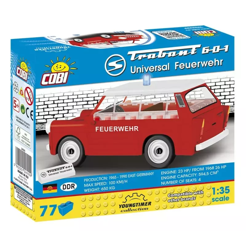 Cobi rakennussarja Trabant 601 Universal Feuerwehr -malli 24555, palikkarakennussarja