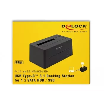 Delock - kiintolevyn telakointiasema paikat: 1 - SATA 6Gb/s - USB 3,1 (Gen 2) - musta (63958)