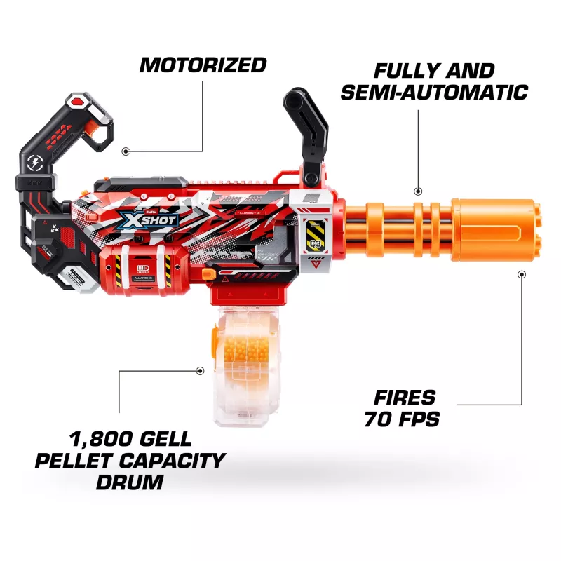 Gel Blaster Zuru XSHOT Hyper Gel Gatling Blaster – moottorikäyttöinen leikkausblasteri, pyörivä piippu