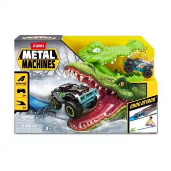 ZURU Metal Machines -leikkisetti krokotiilihyökkäys kilparata+ auto