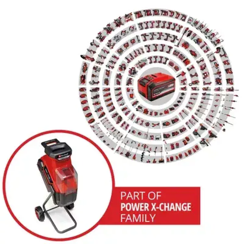 Einhell REDAXXO 36/25 akkukäyttöinen veitsisilppuri puutarhaan, 36 V (2x18 V), oksan enimmäispaksuus 25 mm, ilman akkua ja laturia, punainen/musta