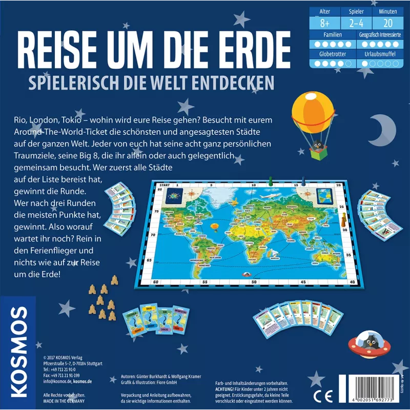 Kosmos Reise um die Erde -lautapeli matka-/seikkailupeli, opi maailmasta leikkien
