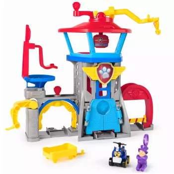 PAW Patrol : Air Rescue, Pup Squad Adventure Bay Airport -leikkisarja, mukana Chase-leluauto & ajoneuvonlaukaisin, lastenlelu pojille ja tytöille 3-vuotiaasta