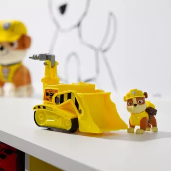 PAW Patrol, Rubbles puskutraktori leluauto keräilyhahmolla, kestävästi valmistettu lelu pojille ja tytöille 3-vuotiaasta
