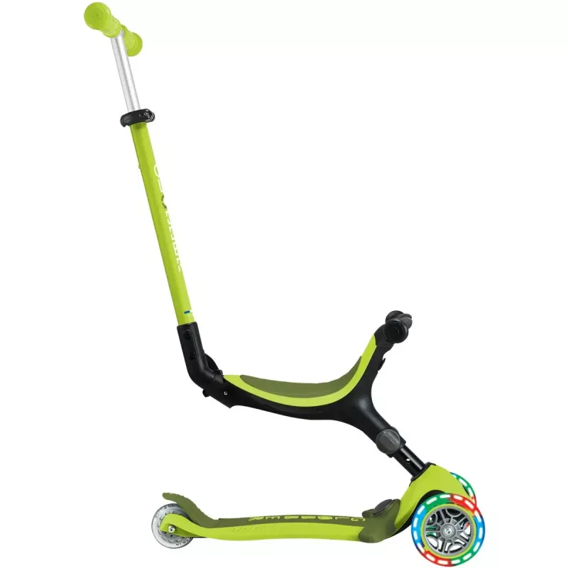 Potkulauta GLOBBER Go-Up Active Lights — korkeussäädettävä, LED-valot, limetti
