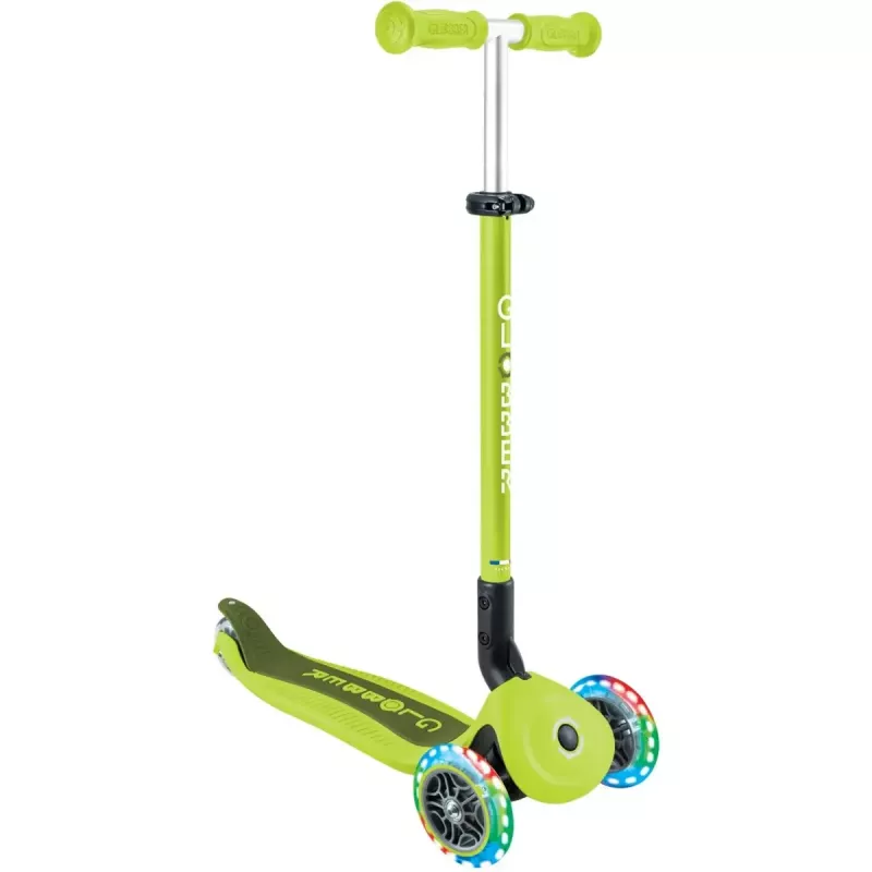 Potkulauta GLOBBER Go-Up Active Lights — korkeussäädettävä, LED-valot, limetti