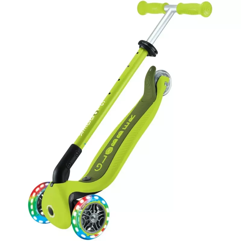 Potkulauta GLOBBER Go-Up Active Lights — korkeussäädettävä, LED-valot, limetti