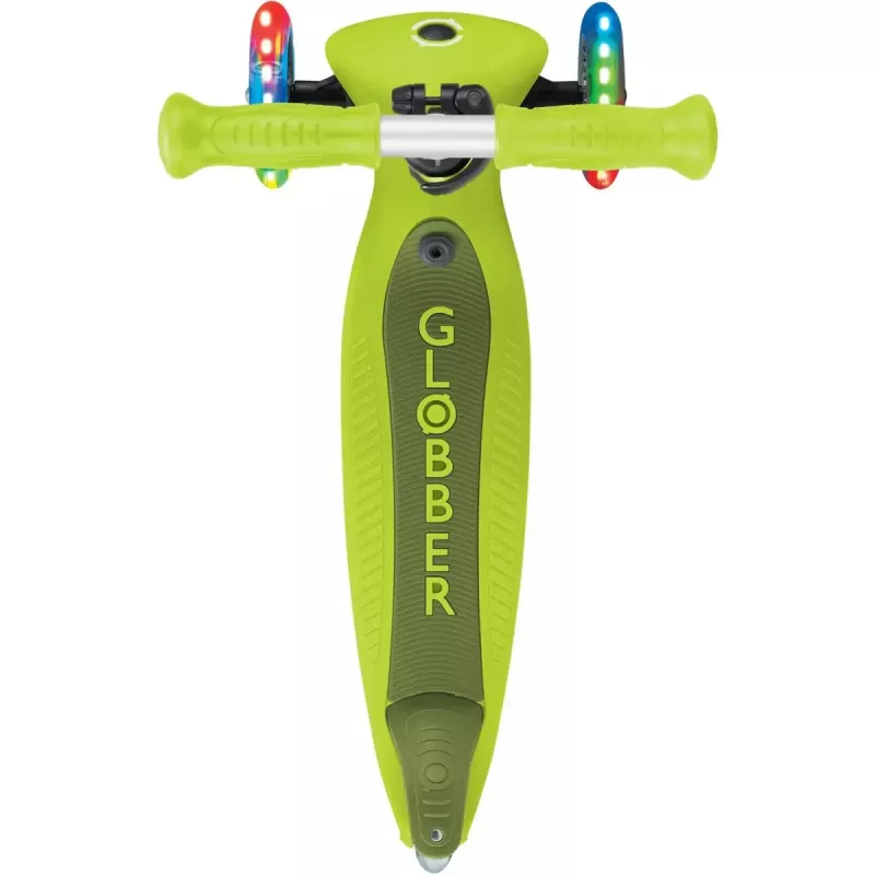 Potkulauta GLOBBER Go-Up Active Lights — korkeussäädettävä, LED-valot, limetti