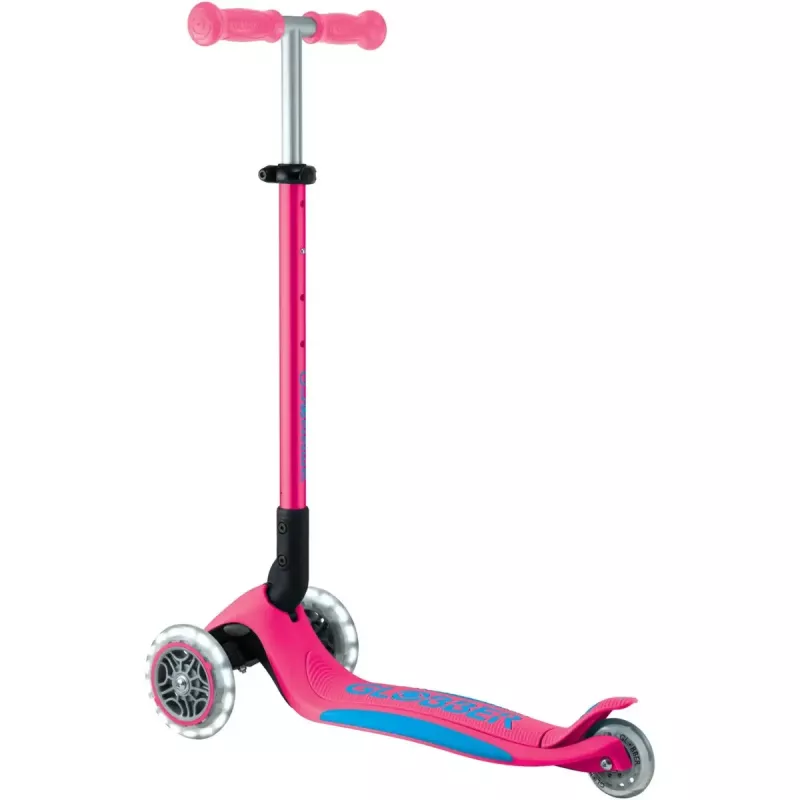 Kompaktiskootteri GLOBBER Primo Foldable Plus Lights – pinkki/vaaleansininen