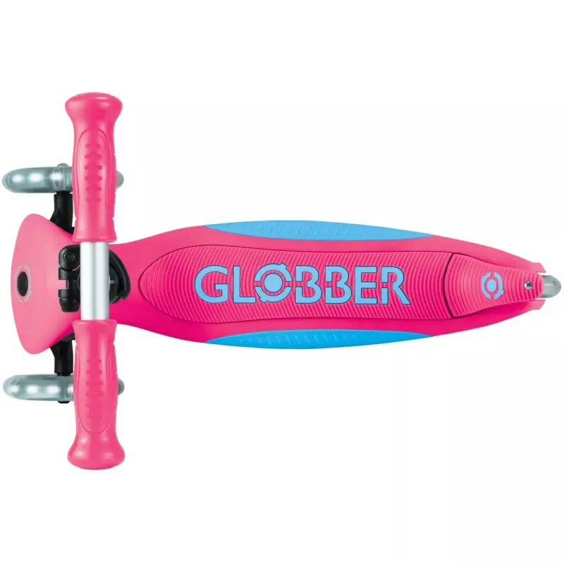 Kompaktiskootteri GLOBBER Primo Foldable Plus Lights – pinkki/vaaleansininen