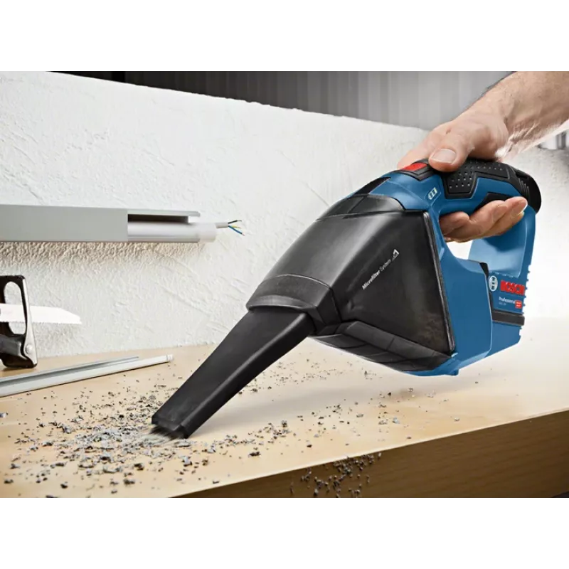 Bosch GAS 12V käsipölynimuri musta, sininen pussiton