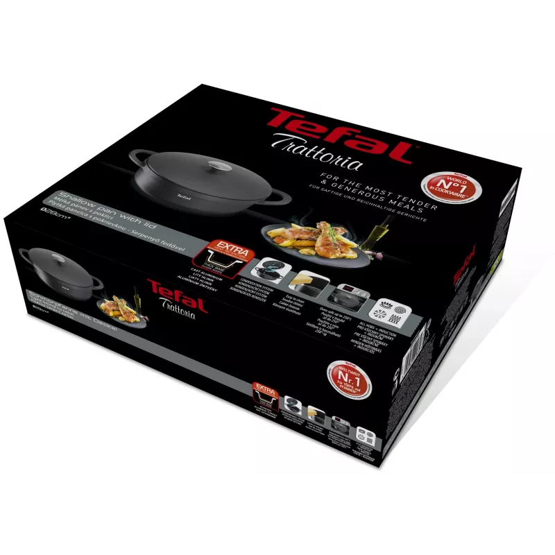 Paistinpannu Tefal Trattoria E2187274 pyöreä musta alumiini 28 cm
