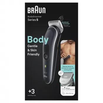 Braun BodyGroomer kehonkarvanajaja 5 BG5340, SkinShield-teknologia ja 2 lisäosaa