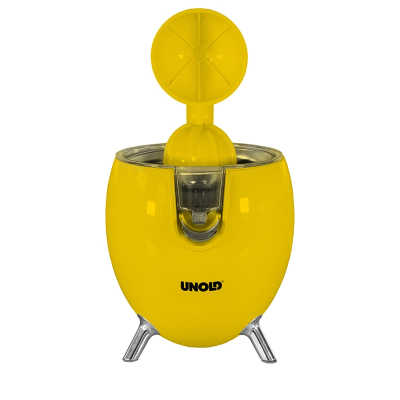Unold 78132 Power Juicy sähköinen sitruspuristin, 300 W, tippasulku, automaattinen käynnistys/pysäytys, keltainen/ruostumaton teräs