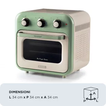 Ariete 4632 kiertoilmakypsennin ja uuni Vintage, 1400W, 2in1, tilavuus 16L, tarvikkeet mukana, ajastin 60 minuuttia, kaksoislasi, vihreä