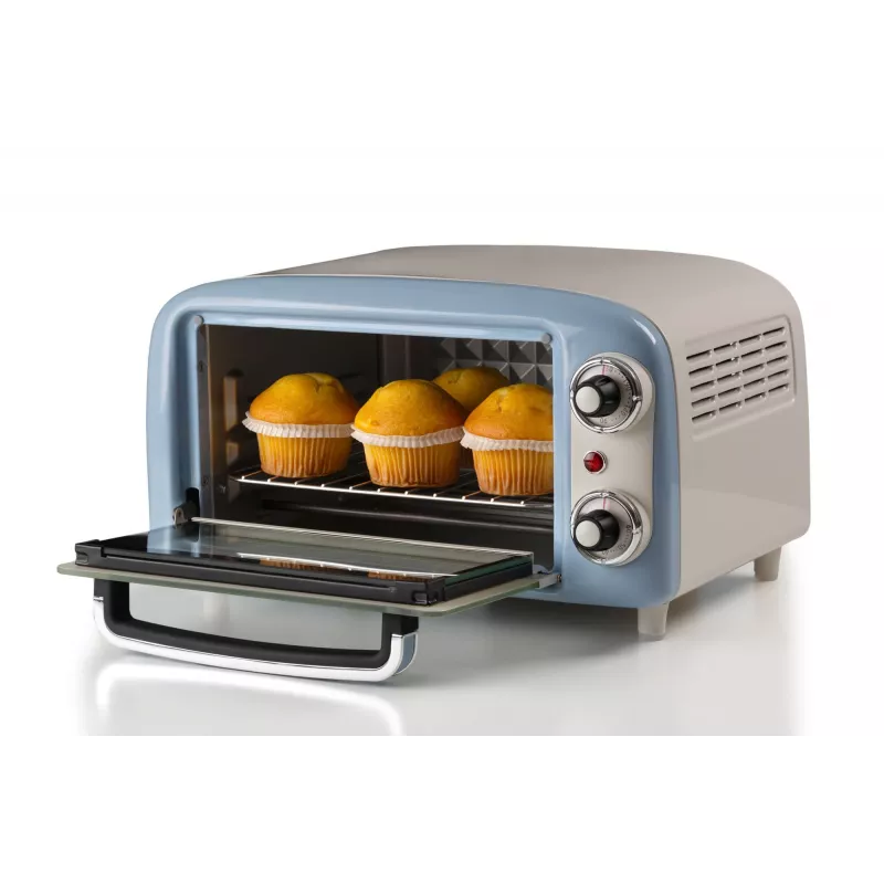 Ariete 3919 sähköuuni Vintage, 800 W, 10 l tilavuus, kaksoislasi, retro, sininen