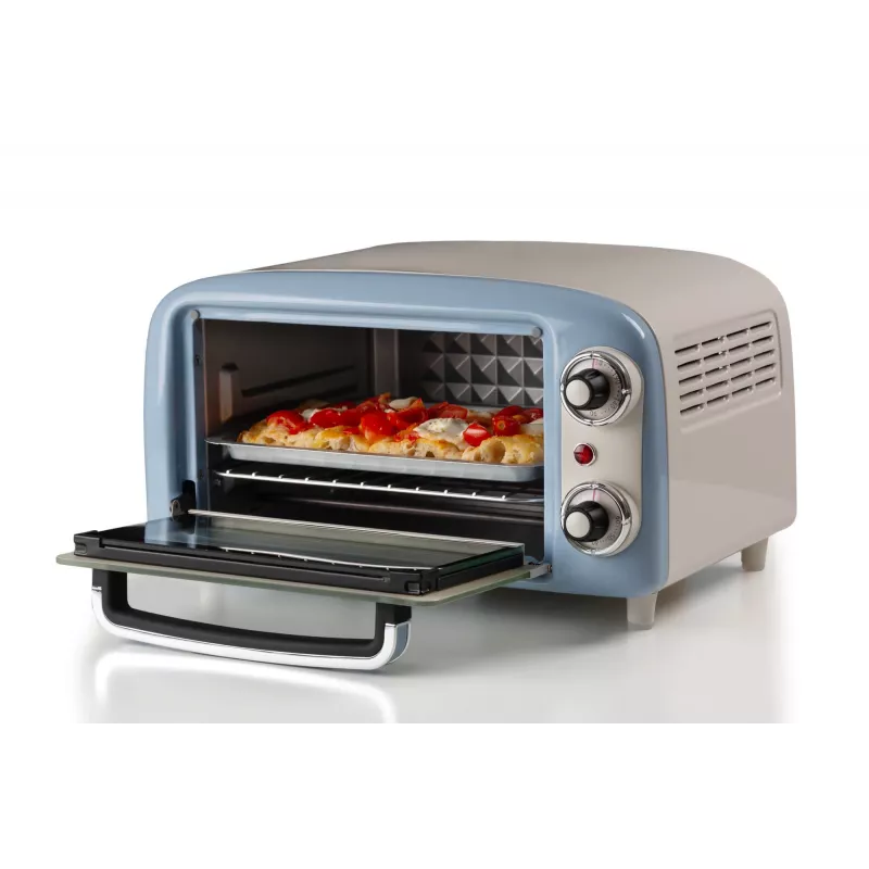 Ariete 3919 sähköuuni Vintage, 800 W, 10 l tilavuus, kaksoislasi, retro, sininen