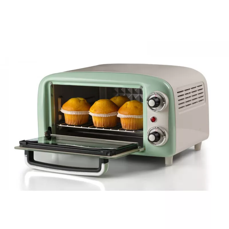 Ariete 3919 sähköinen miniuuni Vintage, 800 W, 10 L tilavuus, kaksoislasi, retro, vihreä