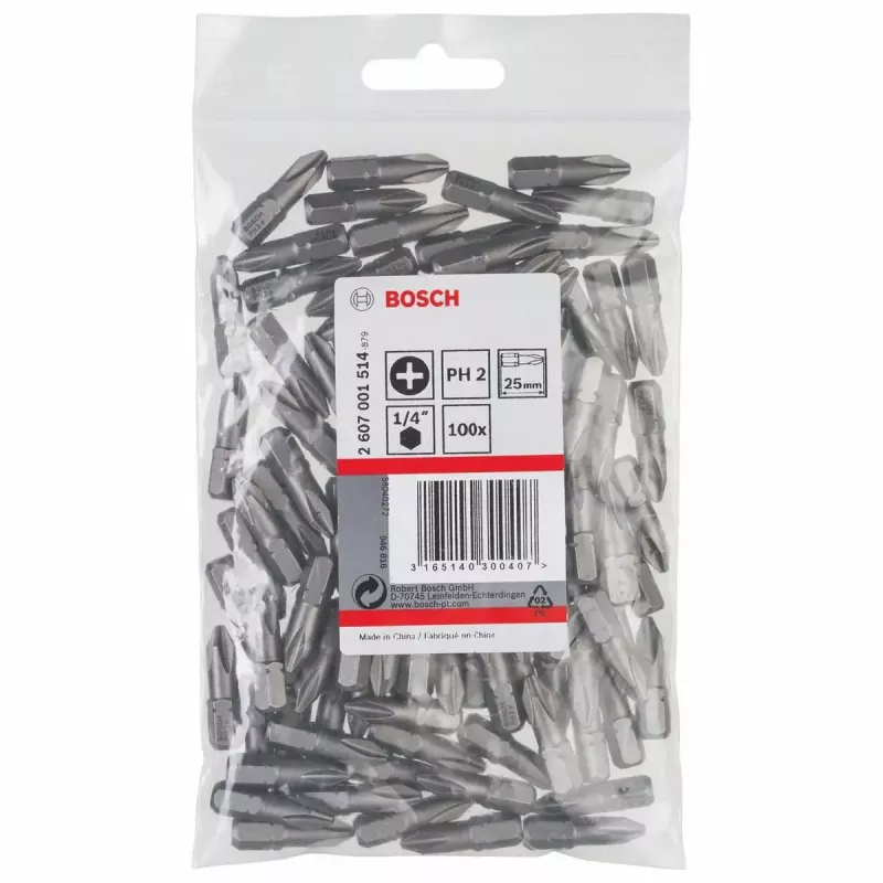 Ruuvauskärjet Bosch 2607001514 100 kpl PH 2 25 mm kuusikanta