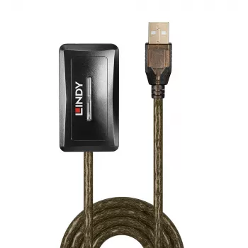 Lindy 10m USB 2.0 aktiivinen jatkojohto-keskitin, USB 2.0, USB 2.0, 480 Mbit/s, harmaa, 28/24, 10 m