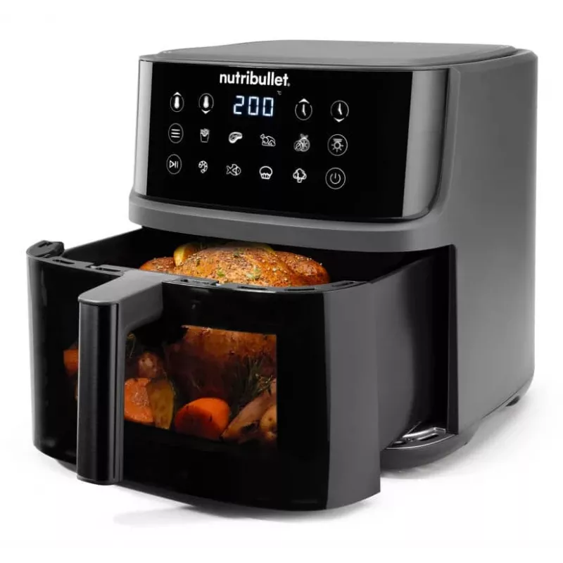 NutriBullet CrispLite Vision Single 8 L pöytämalli 2000 W kiertoilmakypsennin musta