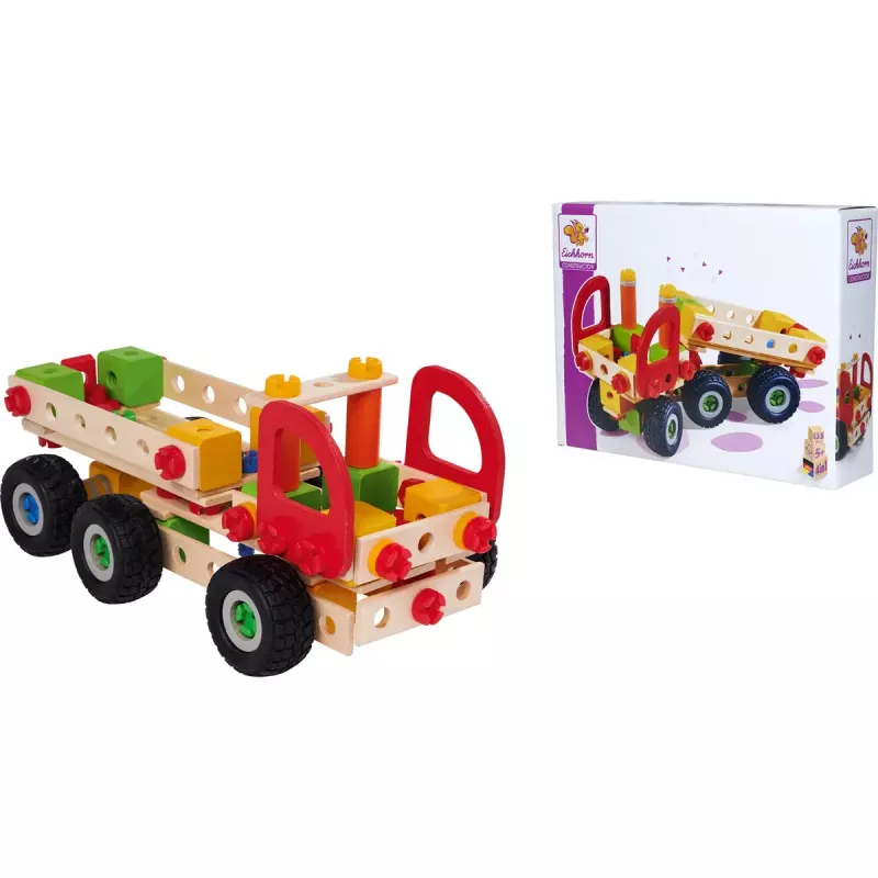 Rakennuslelusarja Simba-Dickie Eichhorn Constructor Trucks — 135 osaa, ajoneuvo- ja palikkarakennusosat