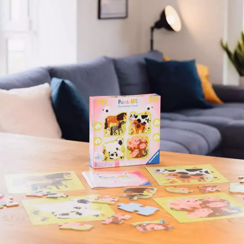 Palapeli Ravensburger UP! Maatilan eläimet – progressiivinen sarja 4, 6, 8, 10 palaa