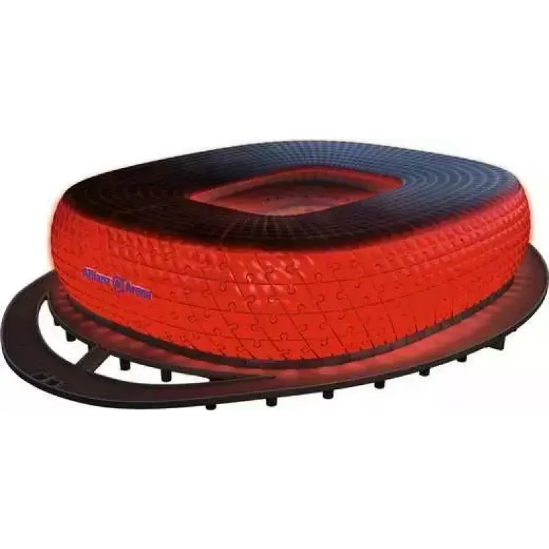 3D-palapeli Ravensburger Iconics Allianz Arena valolla, 216 palaa
