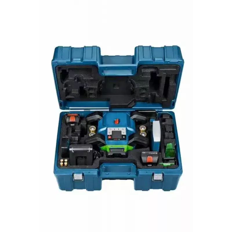Bosch GRL 650 CHVG Professional akkukäyttöinen pyörivä laser, 70 m, vihreä laser, 18 V, ProCORE18V 4,0 Ah akulla, pidikkeellä ja kotelolla, sininen