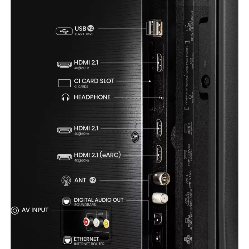 Hisense 50E77Q 127 cm (50") QLED 4K Ultra HD älytelevisio, Wi-Fi, kolmoisviritin, musta